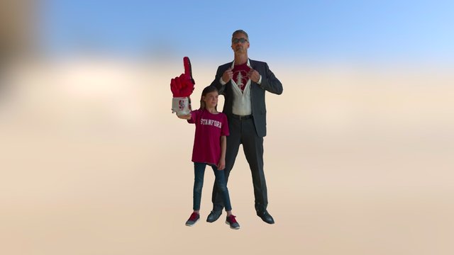 Man and girl in Stanford attire 3D Model