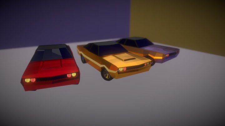 Free Generic Muscle Car - STYLIZED (1970s) 3D Model