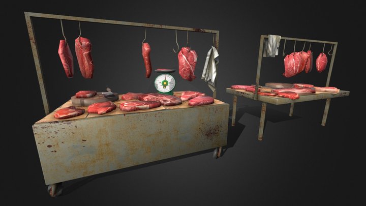Vietnamese Meat Market stall 3D Model