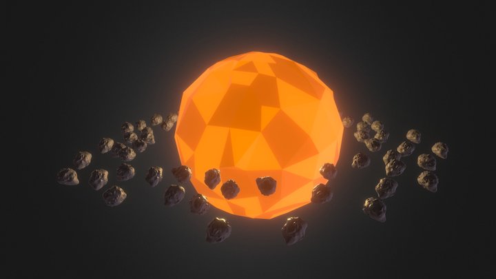 Simple Sun with Asteroids 3D Model