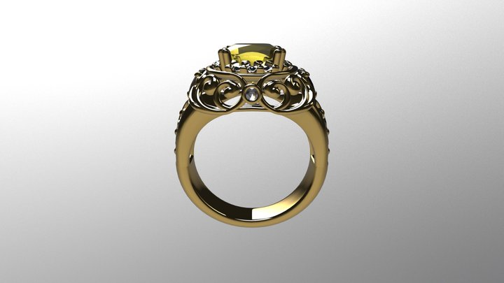 Filigree Design Yellow Diamond 3D Model