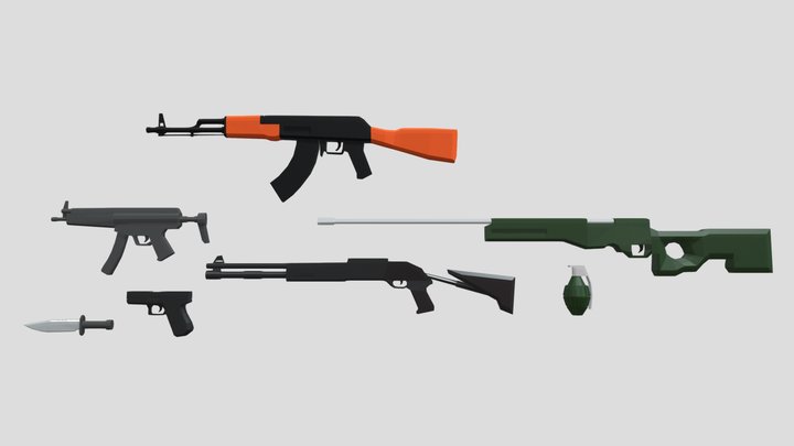 Low Poly Weapon Pack 3D Model