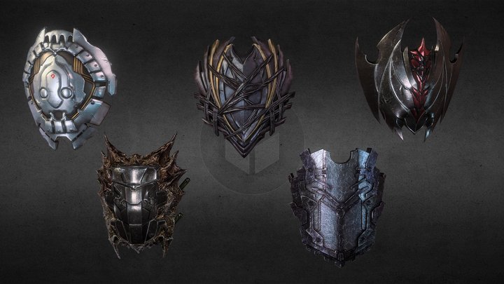 MMORPG Inspired Shields Models 3D Model