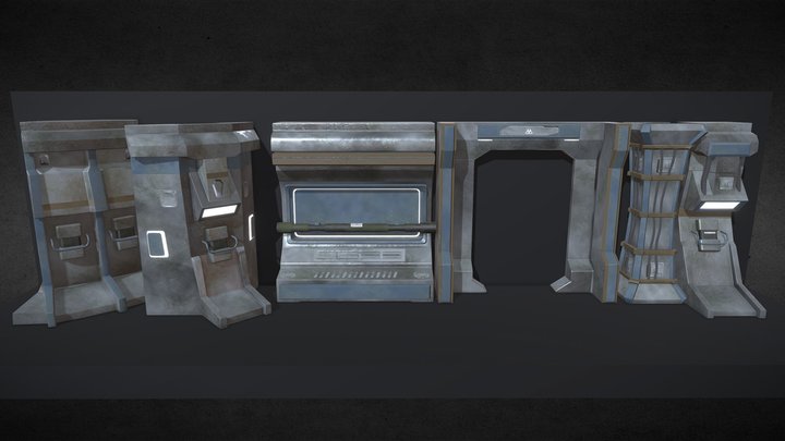 modular sci-fi walls 3D Model