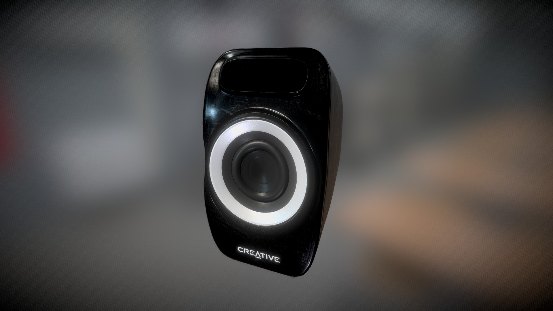3D model PC Speaker - This is a 3D model of the PC Speaker. The 3D model is about a camera lens on a table.
