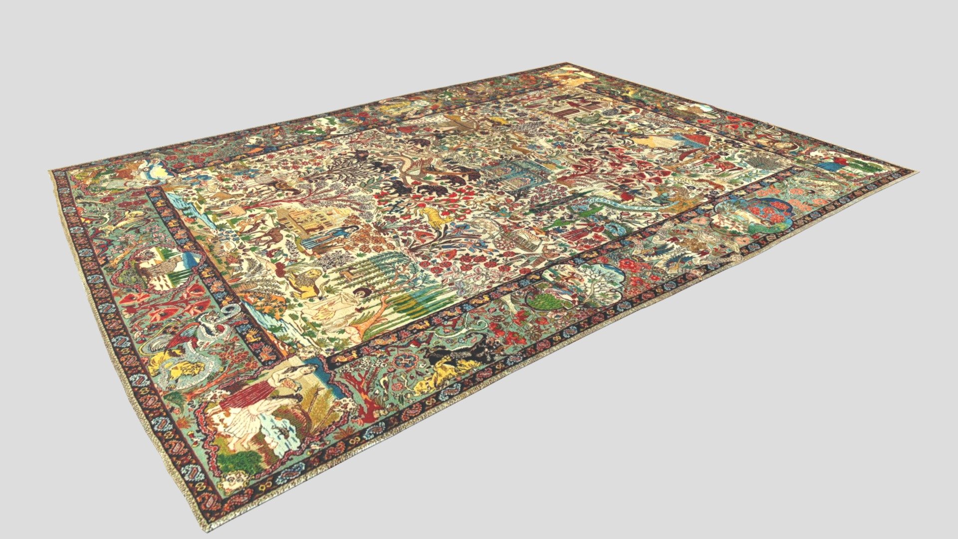 Persian Tabriz Pictorial Carpet — Sketchfab embed 3D viewer