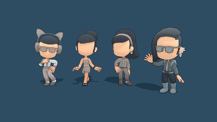 Mini Modular Character | Common People | Females 3D Model