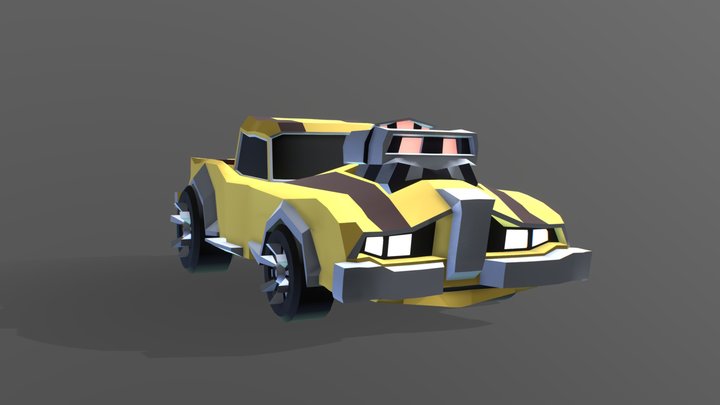 Yellow Muscle Car 3D Model