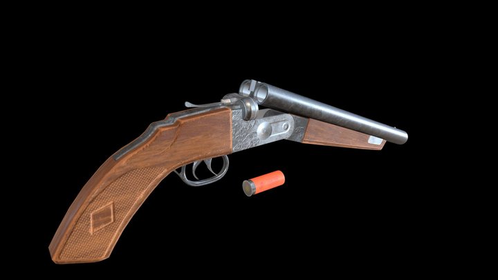 Double Barrel Shotgun_ Low poly_ Gun gameprop 3D Model