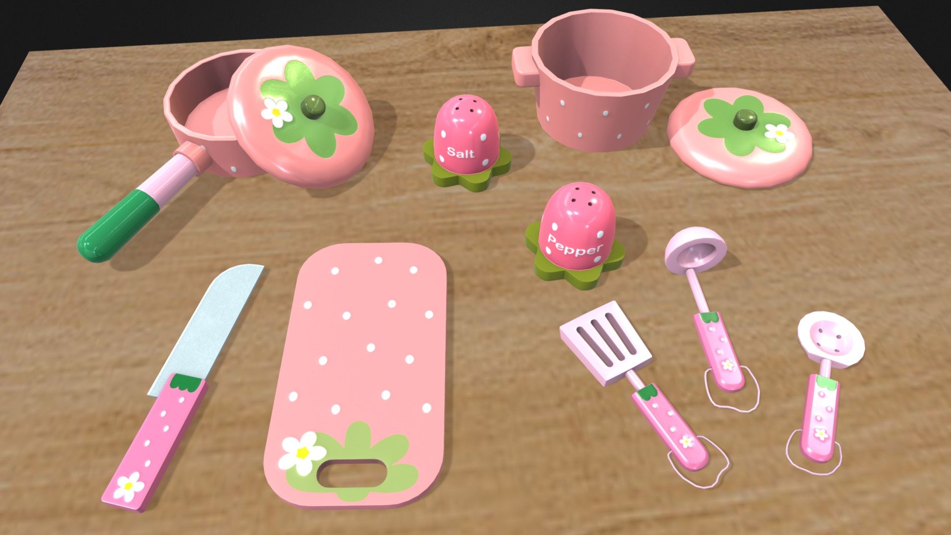 Kitchen Cooking Set Toy For Baby Girls Buy Royalty Free 3D model by