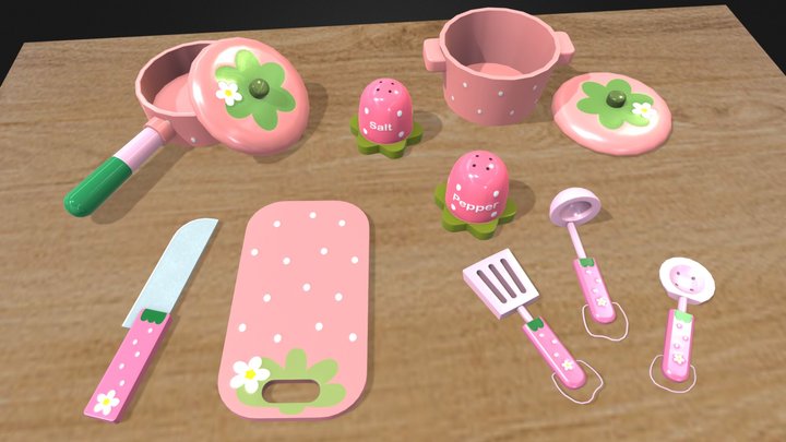 Kitchen Cooking Set Toy For Baby Girls 3D Model