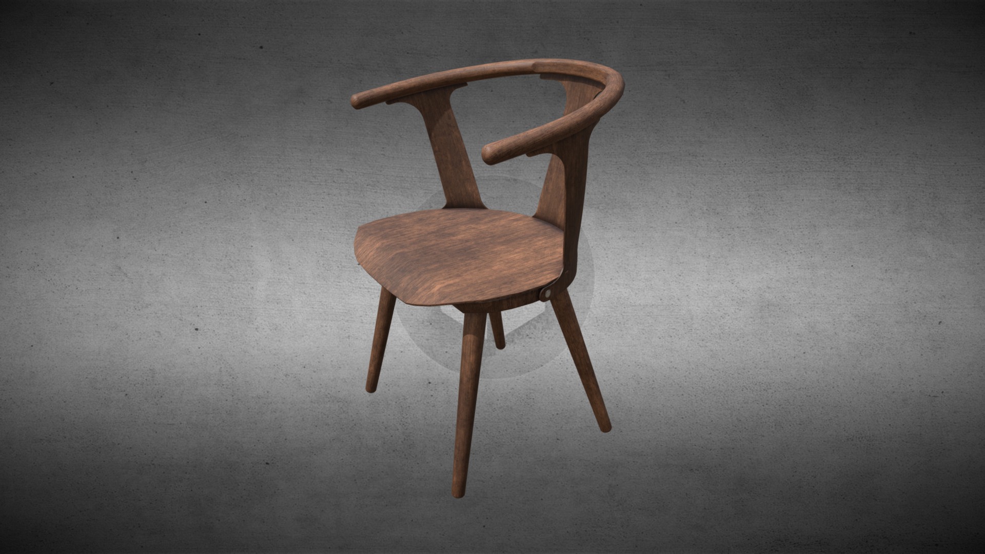 3D model PBR Chair - This is a 3D model of the PBR Chair. The 3D model is about a wooden chair on a carpet.