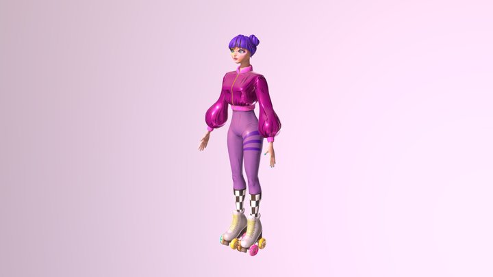 Low Poly Female Character - Roller Glace 3D Model