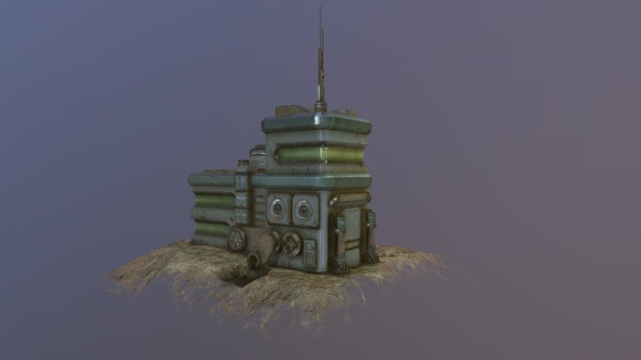 Low poly sci-fi building 3D Model