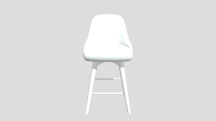 Mid Century Stool With Back 3D Model