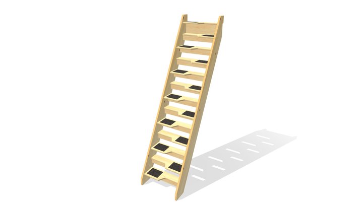 Birch 24 Openplan Space Saver Paddle Staircase 3D Model