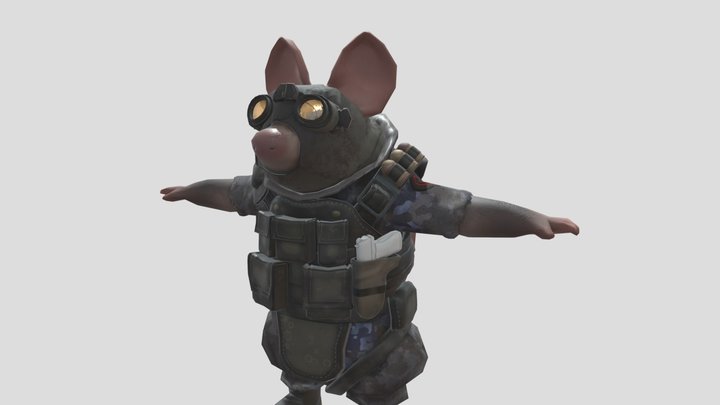 Rat Mercenary with tactical uniform 3D Model