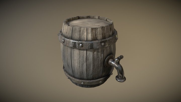 Wooden barrel 3D Model
