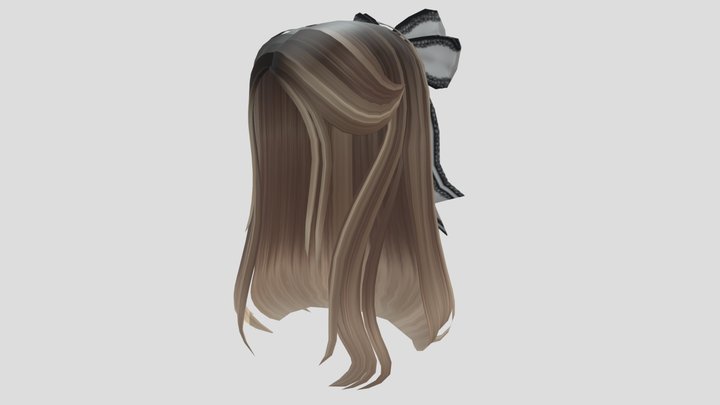 Blond And Black Hair With Ribbon 3D Model