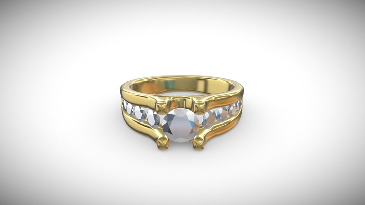 Macy's Diamond Ring in 14k Gold 3D Model