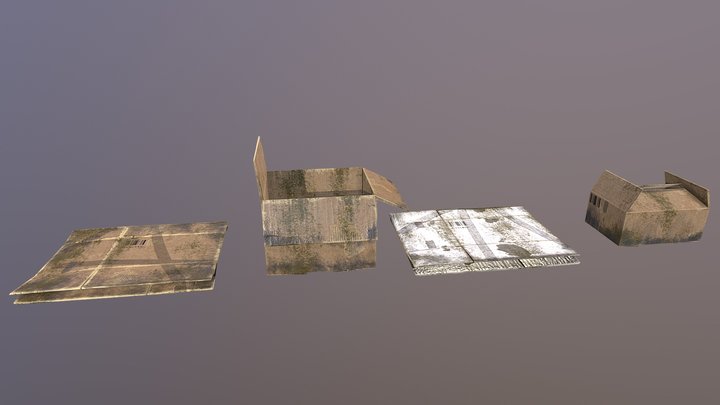 Cardboard Boxes Dirty 3D Model