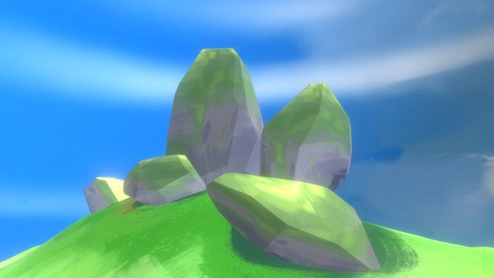Low Poly Painted Rocks 3D Model