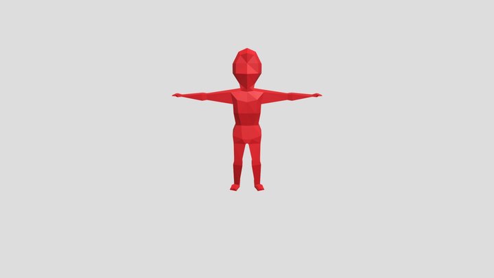Low Poly Red Man Rigged 3D Model