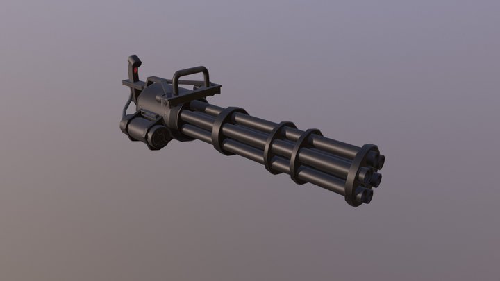 Low-poly minigun for games 3D Model