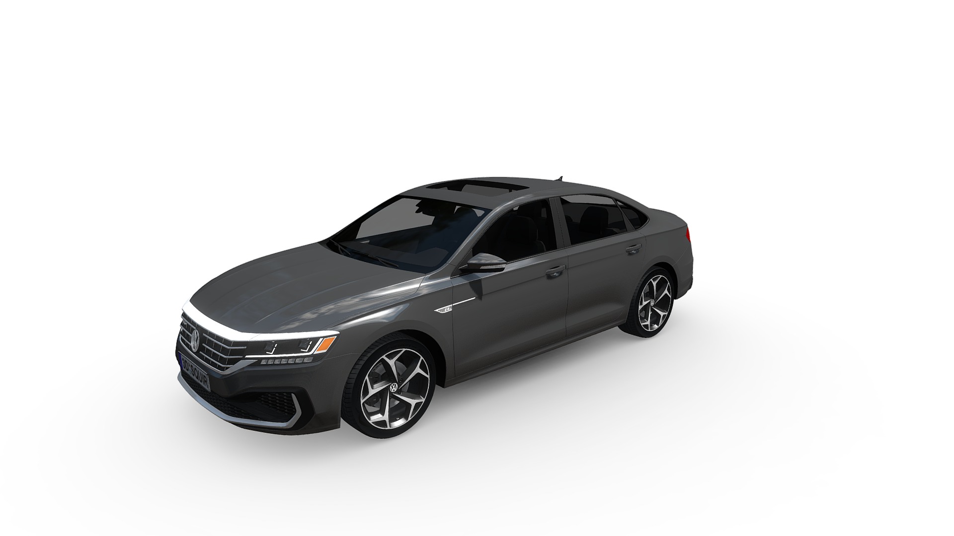 3D model Volkswagen Passat R-line 2020 - This is a 3D model of the Volkswagen Passat R-line 2020. The 3D model is about a silver car with a white background.