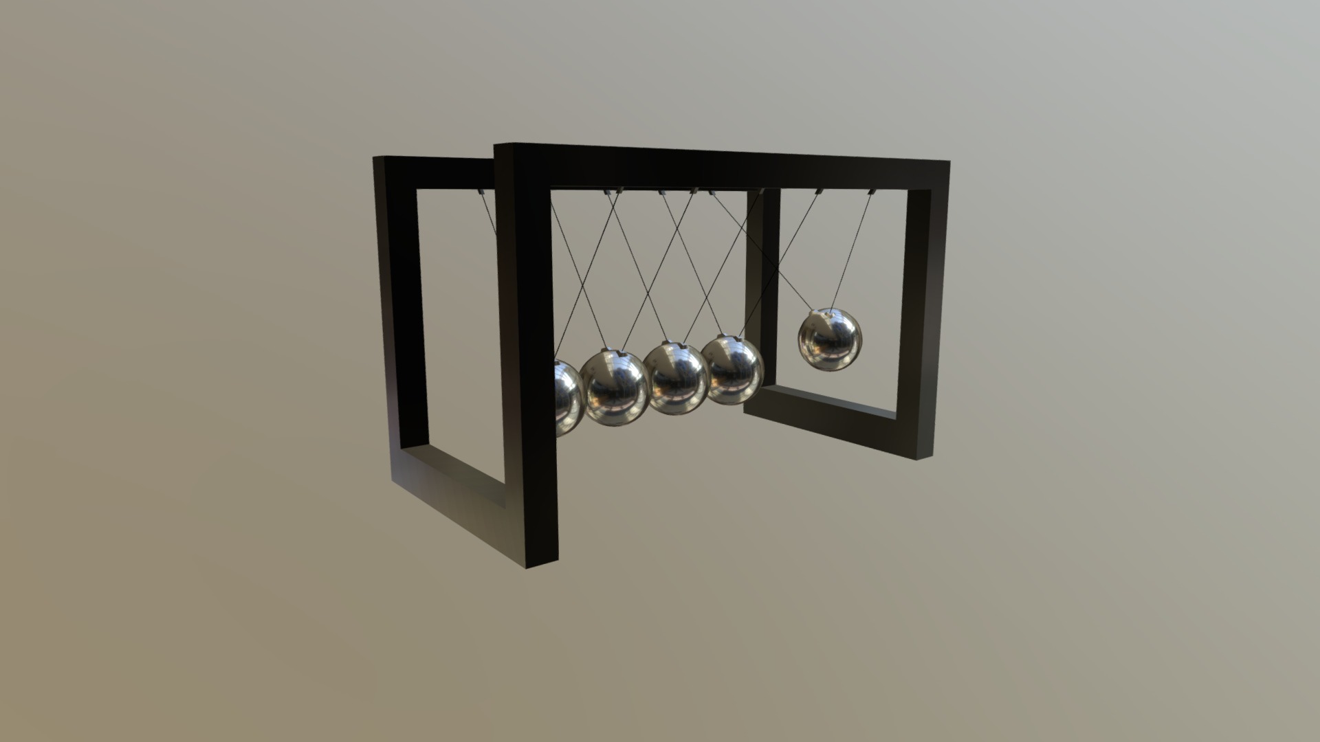3D model Newtonian Pendulum - This is a 3D model of the Newtonian Pendulum. The 3D model is about a black and white photo of a black and silver frame with a few balls on it.