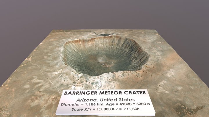 Meteor Crater, Arizona (12"x12", 1:7,000 Scale) 3D Model