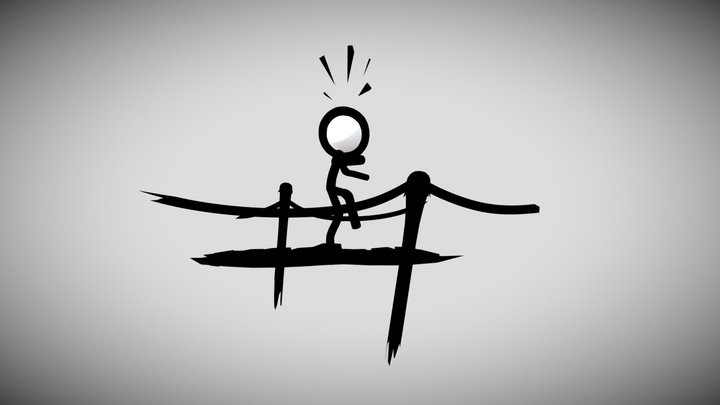 Stickman Crossing Ravine 3D Model