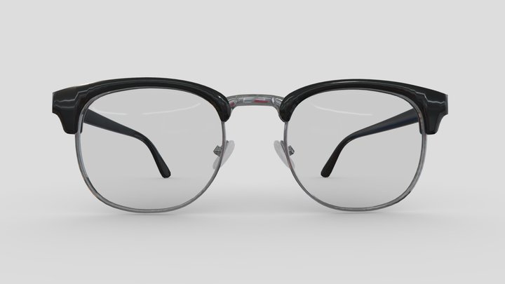 Retro Brownline Glasses Low Poly PBR 3D Model