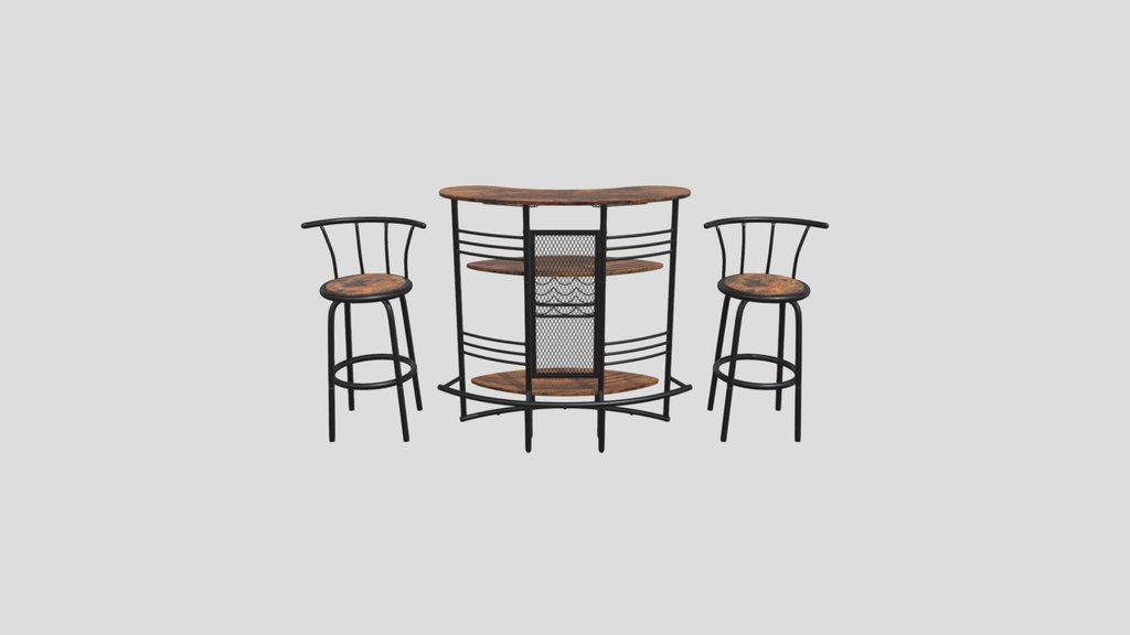 Industrial Bar Table Set With Stools