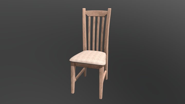 Wooden Kitchen Chair 3D Model
