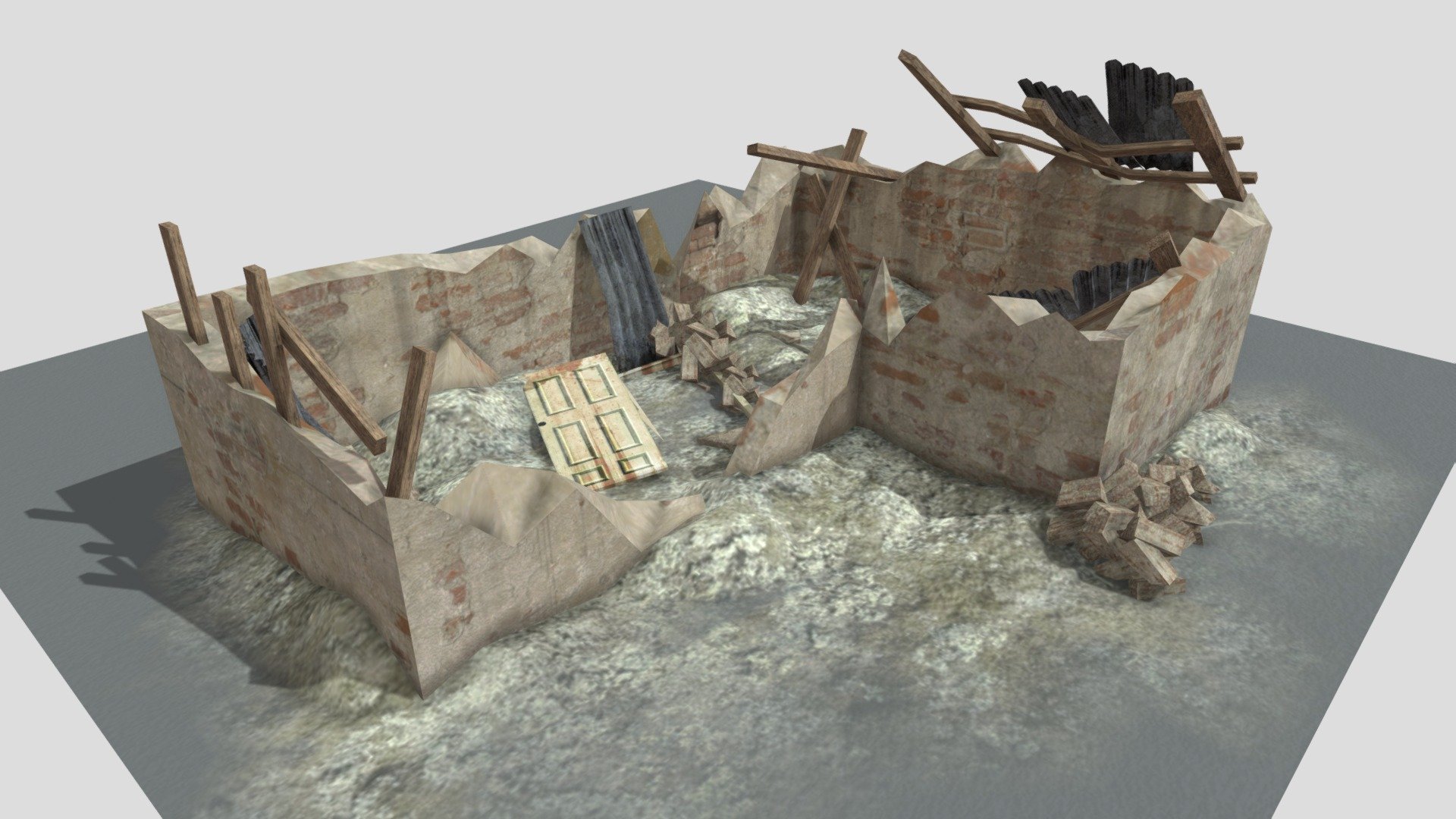 building ruins debris destroyed house - Buy Royalty Free 3D model by ...