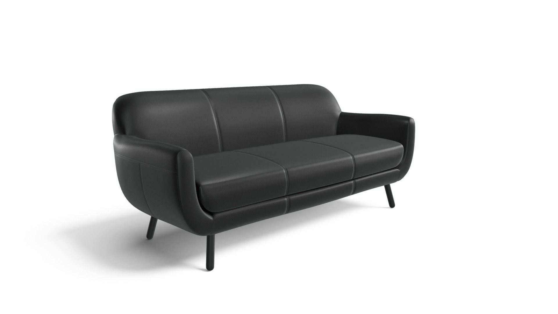 Jonah 3 Seater Sofa, Liquorce Black Leather
