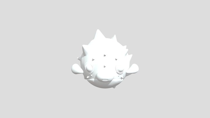 Purple Pufferfish Character 3D Model