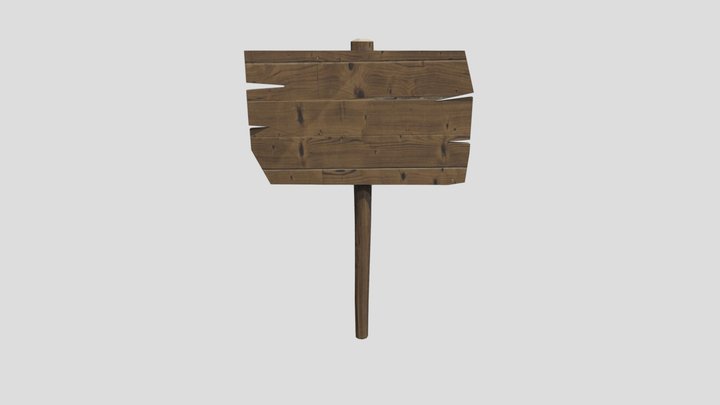 Wooden Sign - Baked Low Poly 3D Model