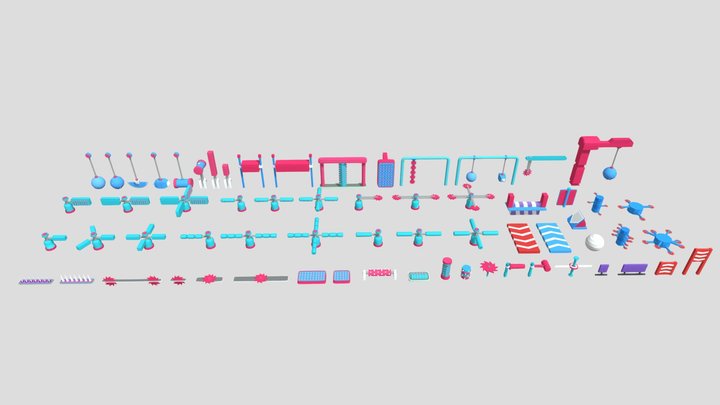 Low Poly Hyper Casual Trap Pack 3D Model