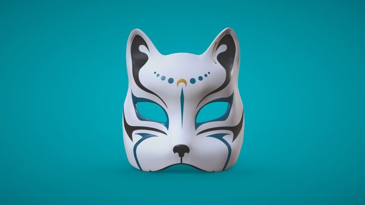 Japanese Cat Mask 3D Model