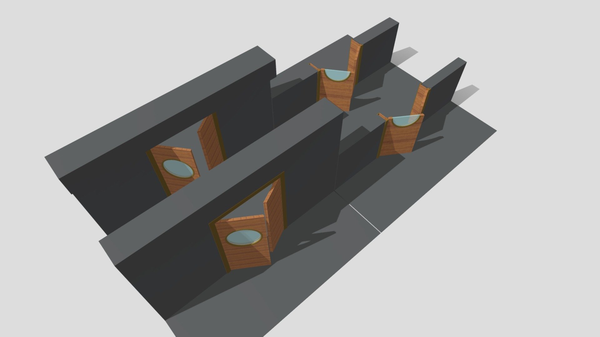 Полуторные двери с круглым окном Цокольный этаж - 3D model by real_vint ...