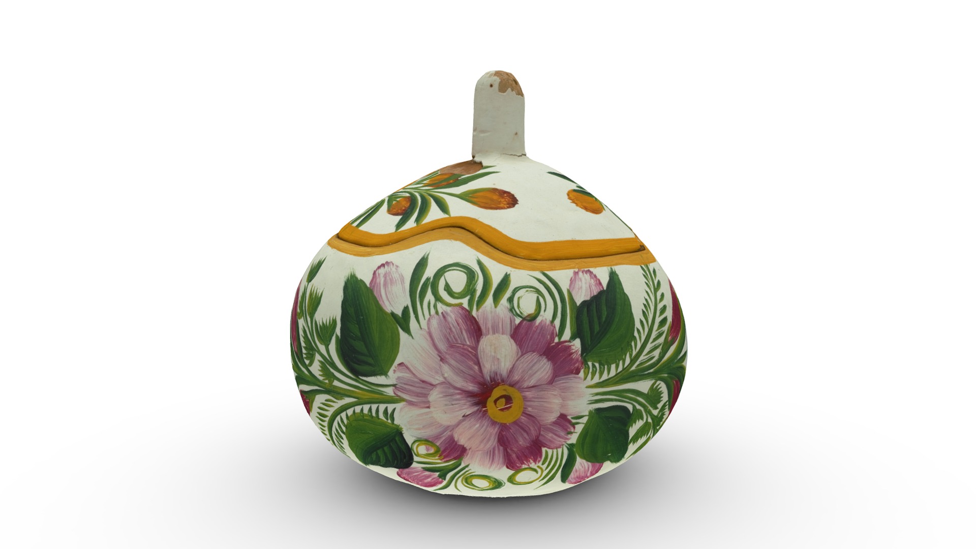 3D model Hand painted souvenir box - This is a 3D model of the Hand painted souvenir box. The 3D model is about a green and white egg with a flower design on it.