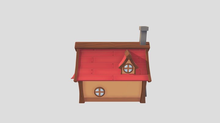Stylized Hut, Handpainted textures 3D Model