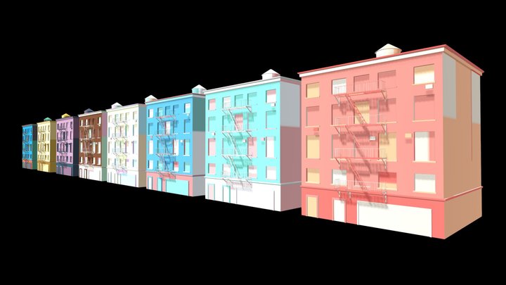 Stylized Buildings Pack 3 3D Model