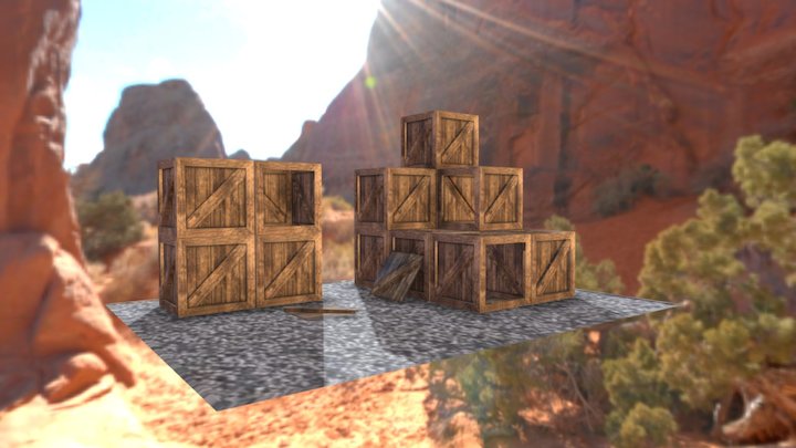 Wooden Cargo Crate 3D Model
