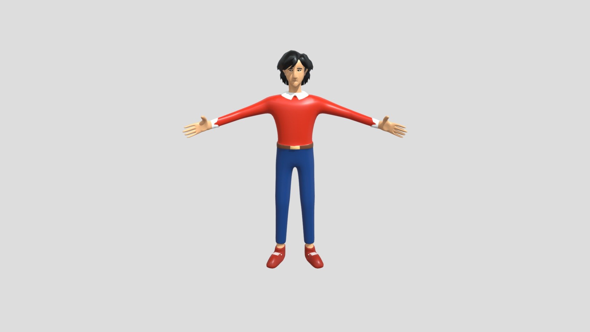 Cartoon Character Casual Man-Low Poly