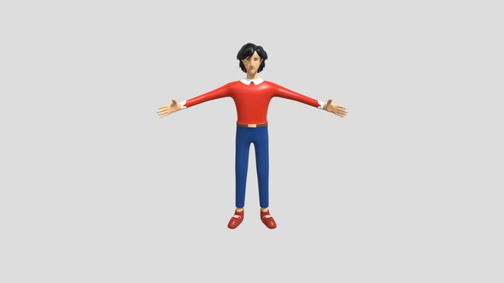 Cartoon Character Casual Man-Low Poly 3D Model