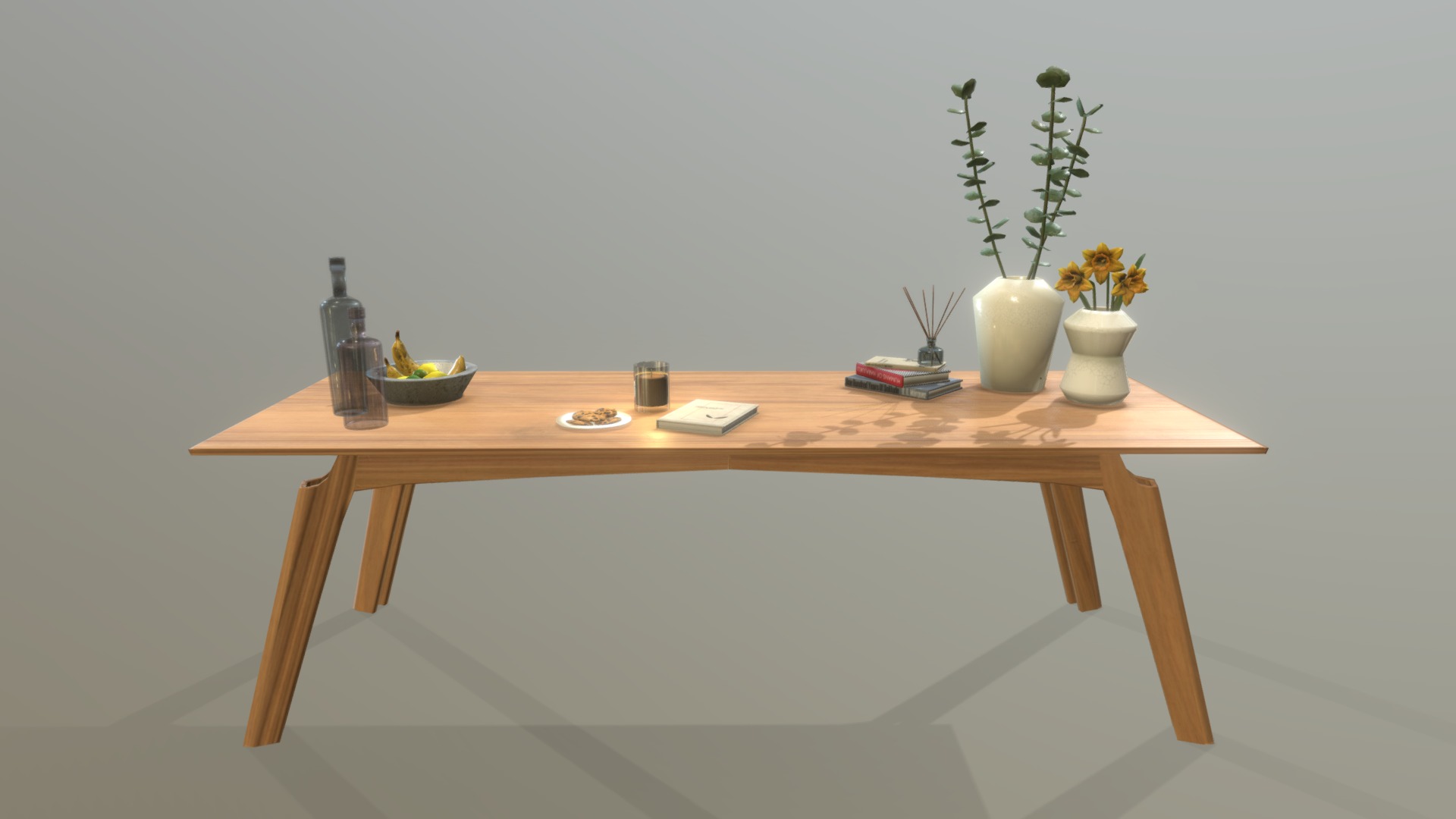 3D model Dining Table Asset Pack - This is a 3D model of the Dining Table Asset Pack. The 3D model is about a table with a vase of flowers and other objects on it.