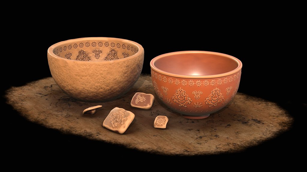 Roman pottery (Samian ware) and mould